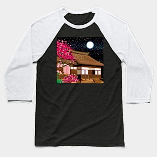 Traditional Japanese House Full Moon Baseball T-Shirt